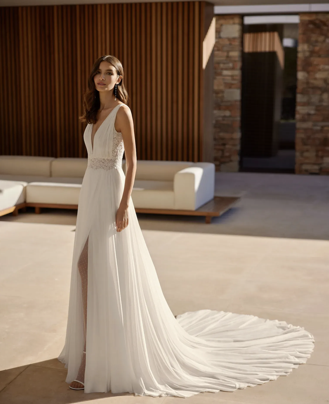 Model wearing Inaya wedding dress by Rosa Clará