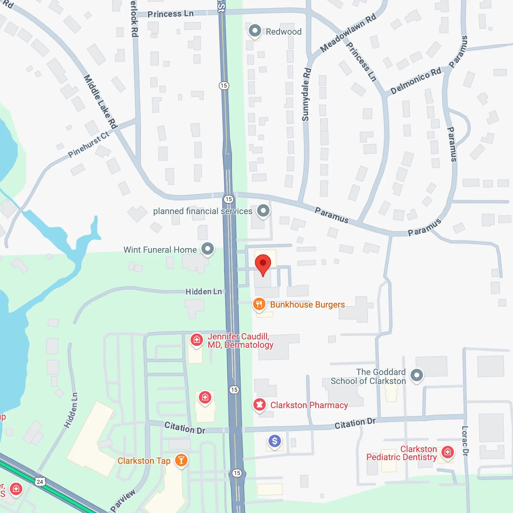 Bella Bridal Gallery map. Mobile image.