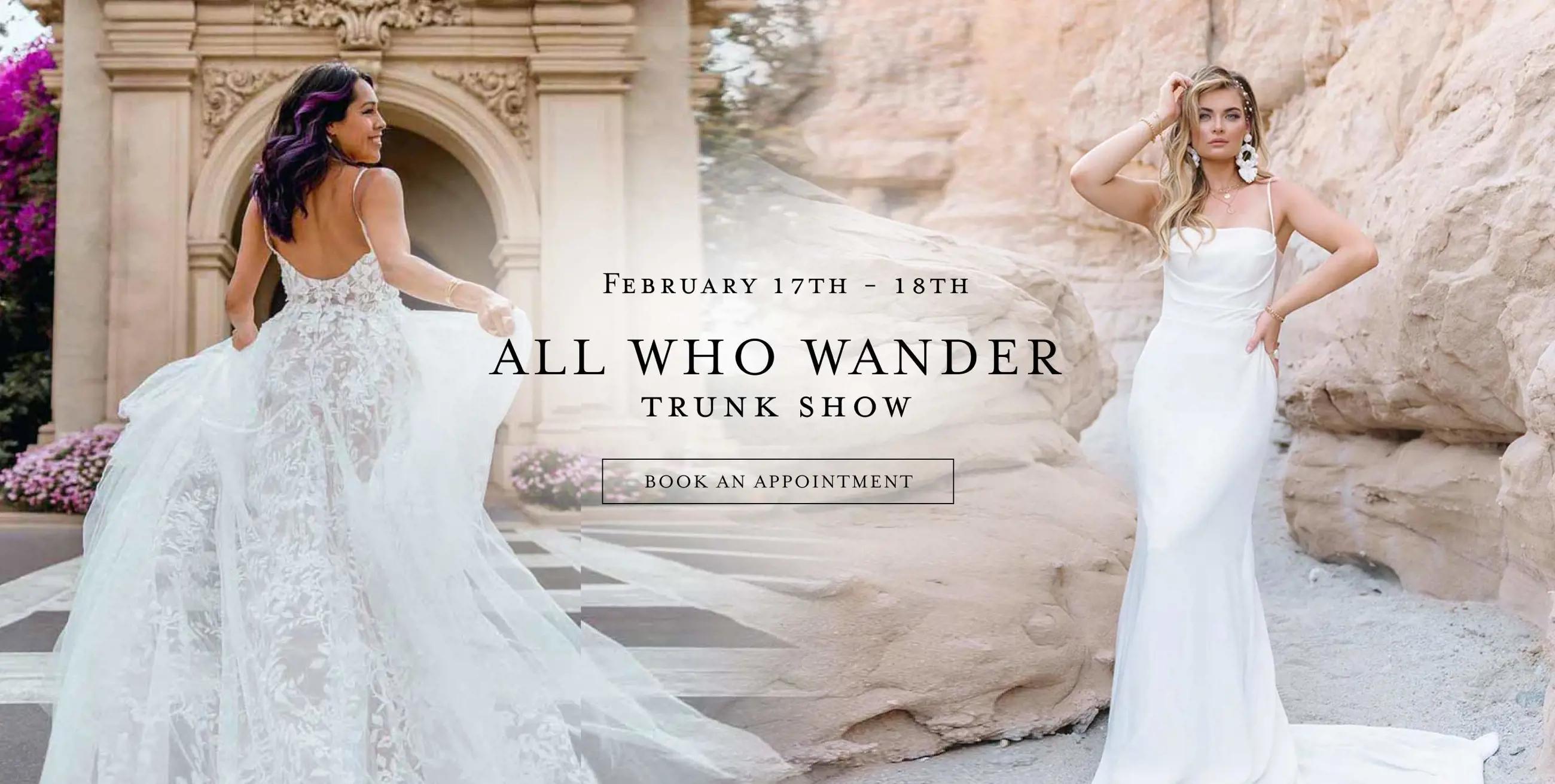 All Who Wander trunk show at Bella Bridal Gallery